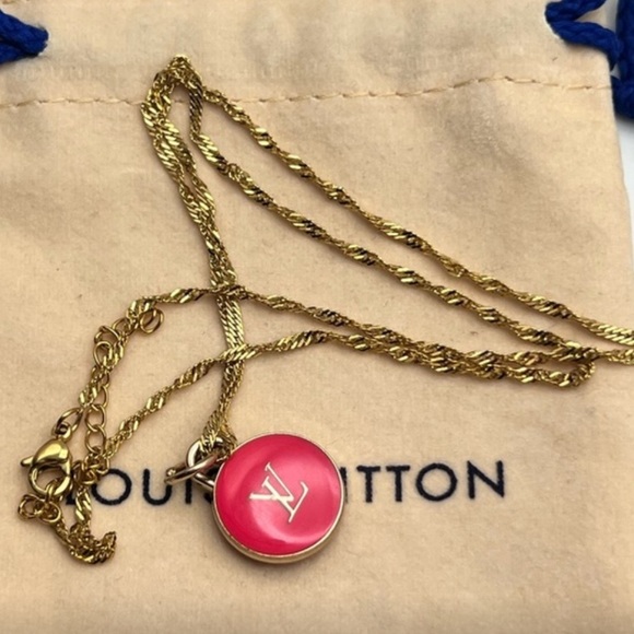 Authentic Luxury Charm (LV)-Gold/Pink 0.75"-.050”
LV both sided, unbranded Chain - Picture 11 of 13